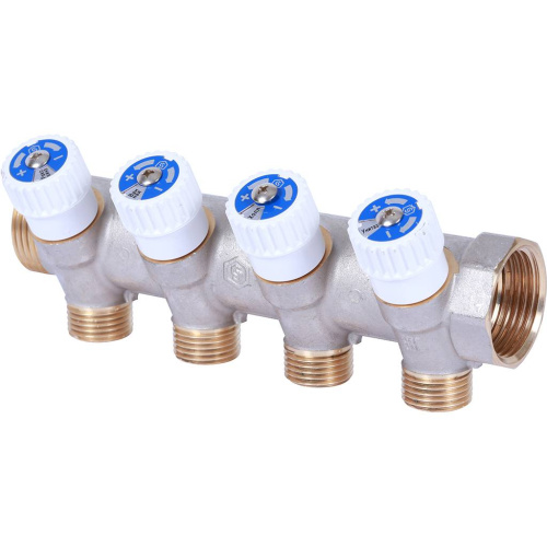 Коллектор 4 выхода STOUT 1"x1/2" плоское уплотнение SMB 6852 011204